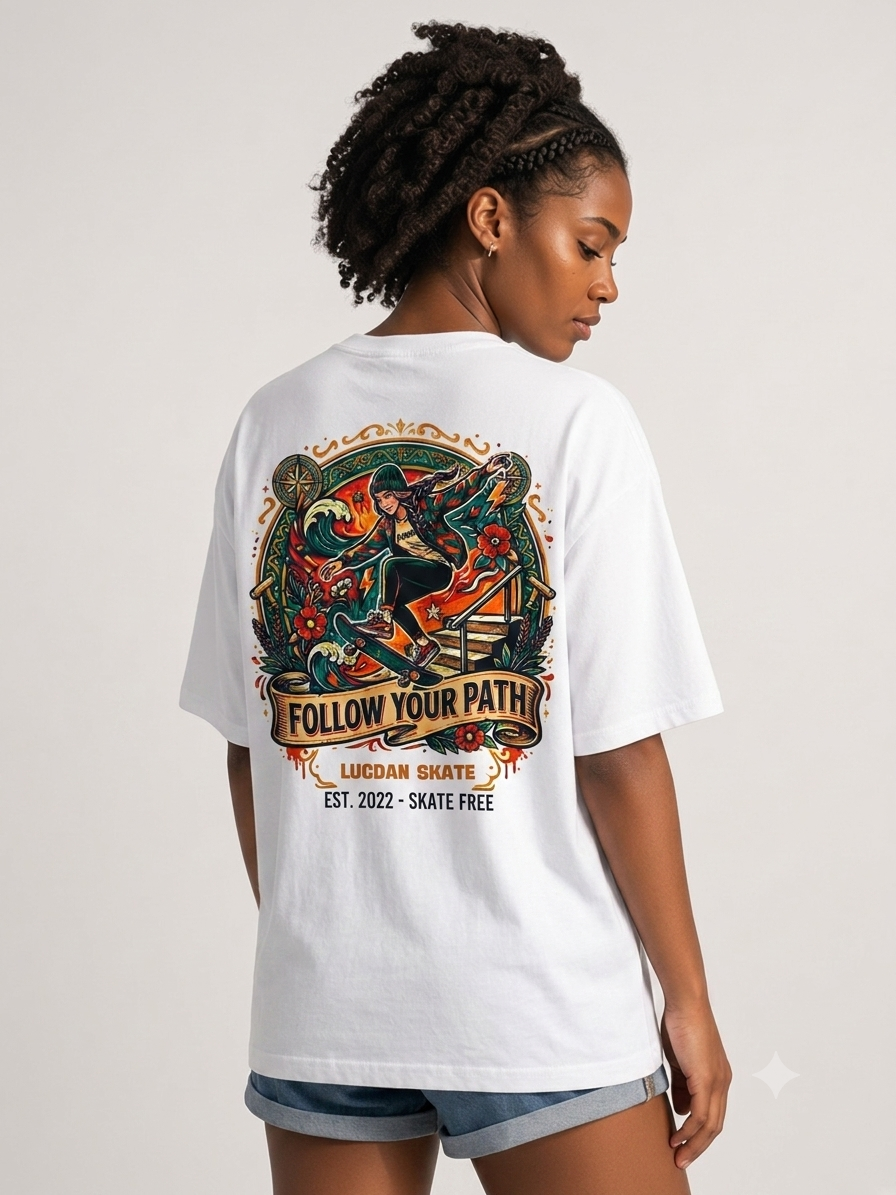 Camiseta Oversize Mujer Blanca — LucDan Skate