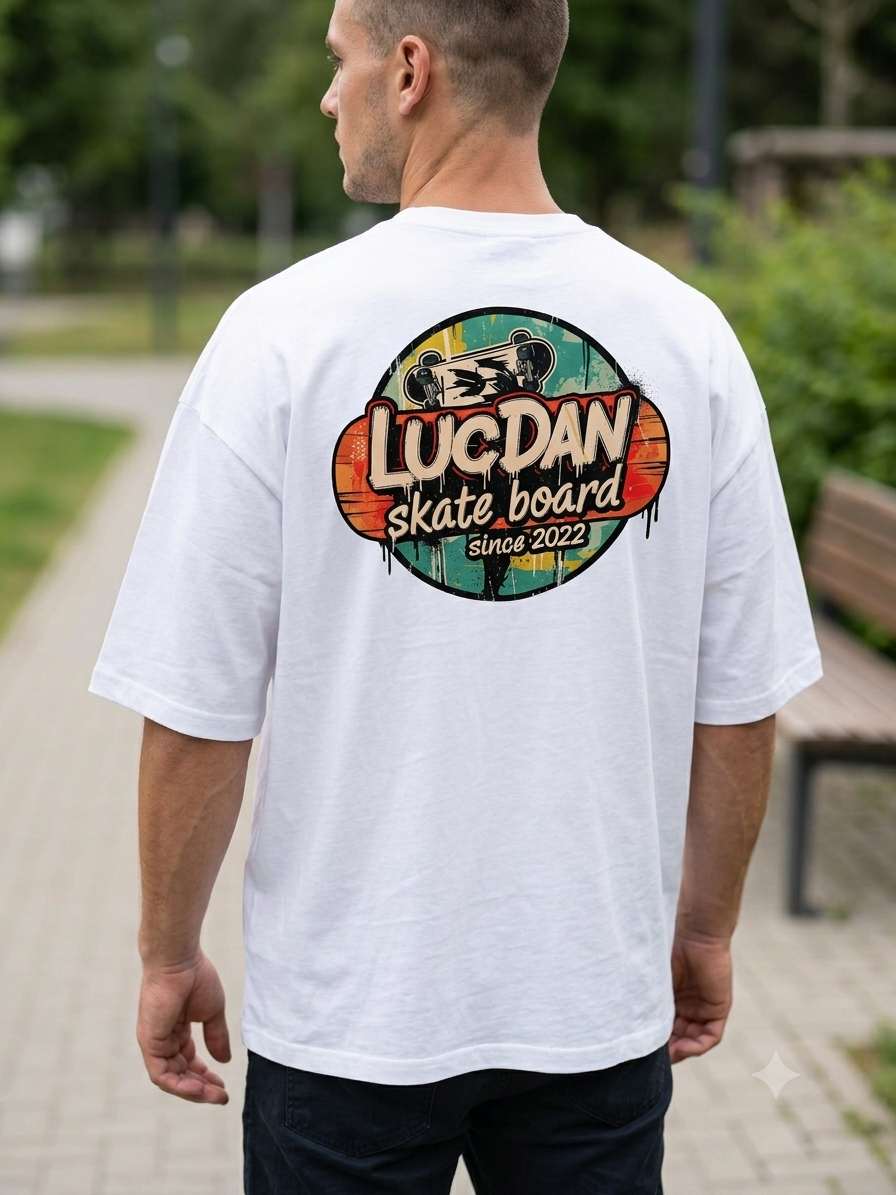 Camiseta Oversize Blanca Unisex — LucDan Skate