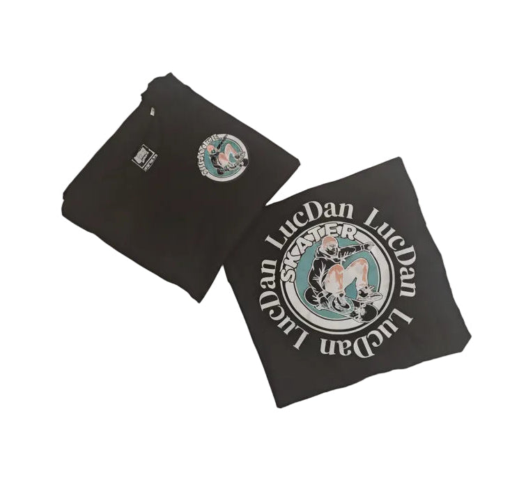 CAMISETA M/C OVERSIZE NEGRA SKATER REF.25003