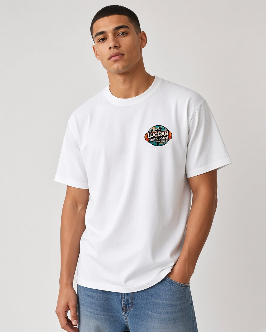 Camiseta Oversize Blanca Unisex — LucDan Skate