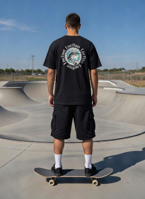 CAMISETA M/C OVERSIZE NEGRA SKATER REF.25003