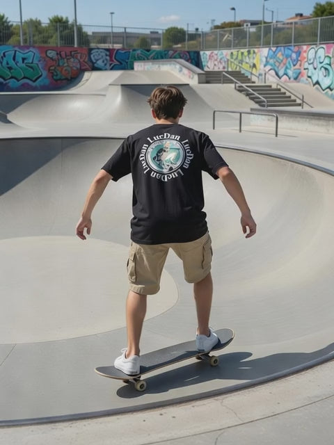 CAMISETA M/C OVERSIZE NEGRA SKATER REF.25003